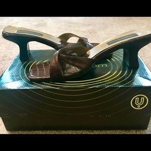 Unlisted.com sandals. Great color w/unique heel.